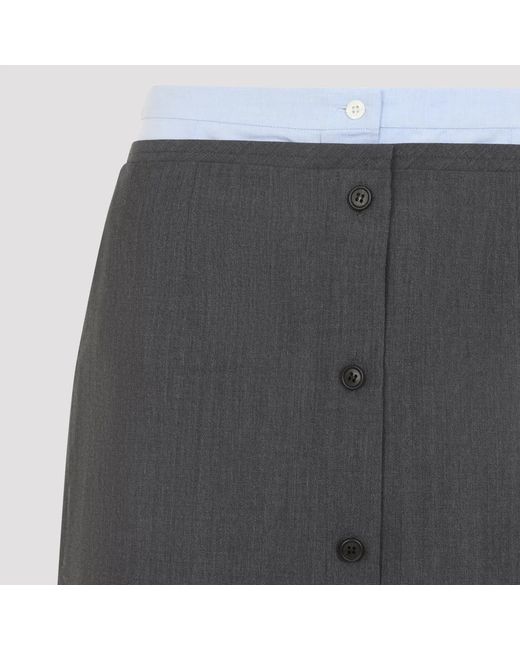 Prada Gray Ardesia Wool And Cotton Skirt