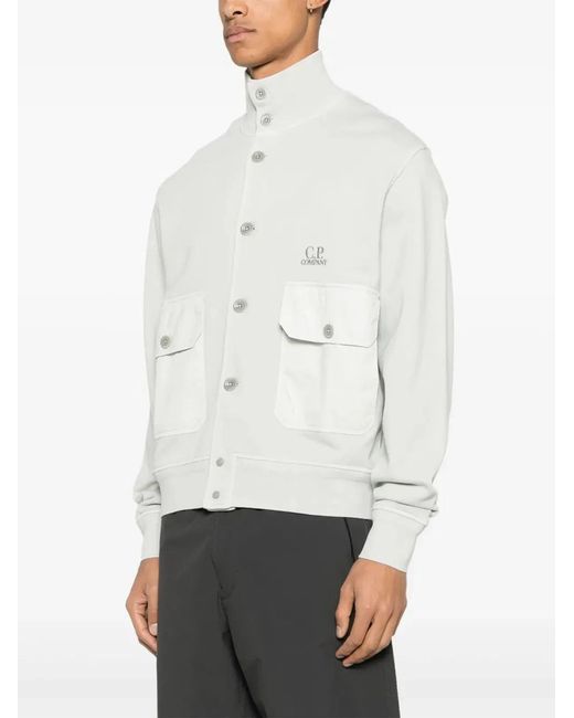 C P Company White C.P.Company Diagonal Fleece Cotton Sweatshirt for men