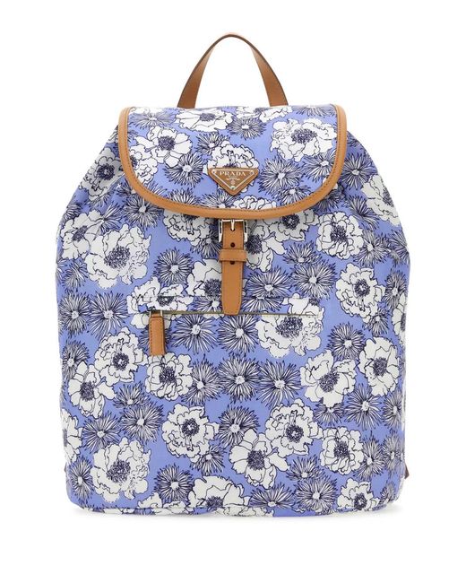 Prada Blue Printed Re-Nylon Backpack