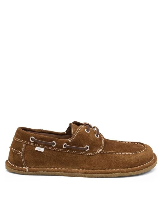 AMI Brown Suede Lace-Up Boat Shoes for men