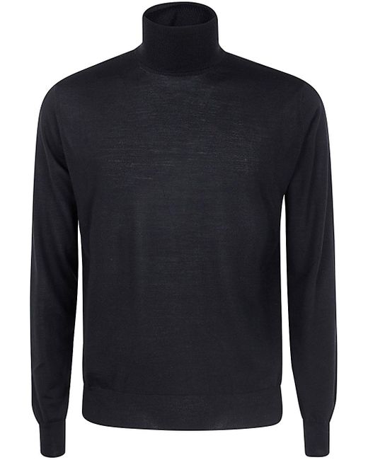 FILIPPO DE LAURENTIIS Blue Long Sleeves Merinos Turtleneck for men