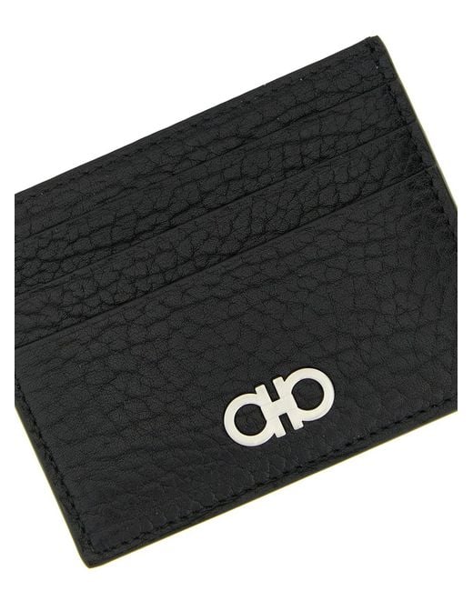 Ferragamo Black 'Gancini' Card Holder for men