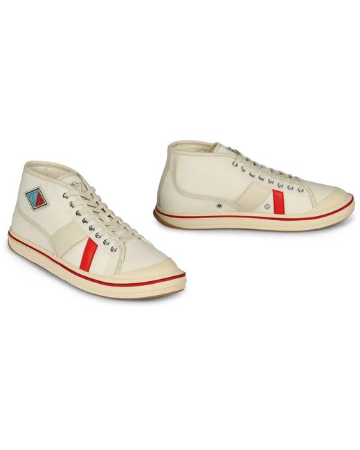 Bottega Veneta White Eliot Mid-Top Canvas Sneakers for men