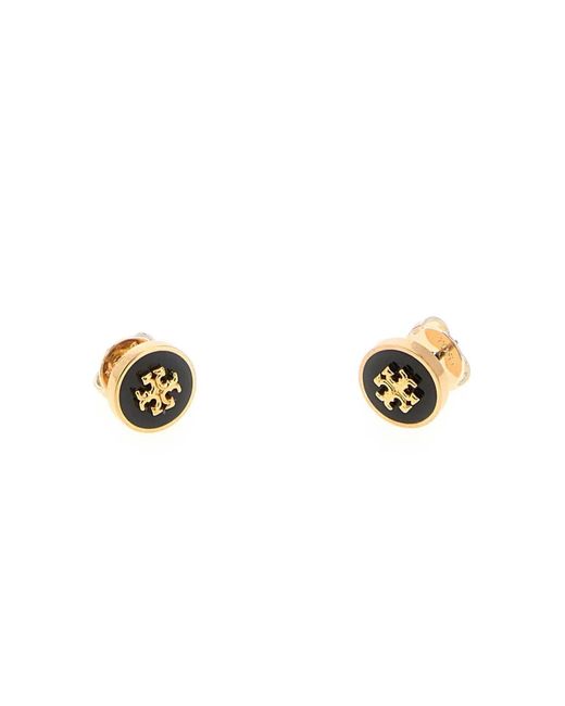 Tory Burch White Icon Enamel Stud Earrings