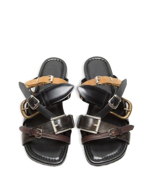 Acne Black Leather Flat Sandals
