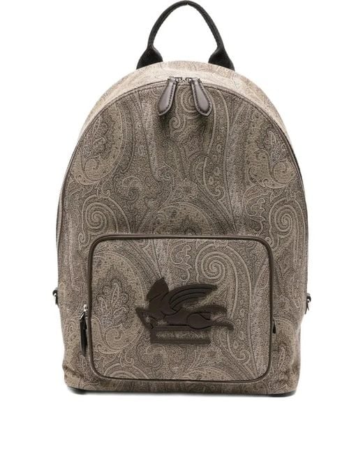 Etro Gray Backpack Arnica Jacquard for men