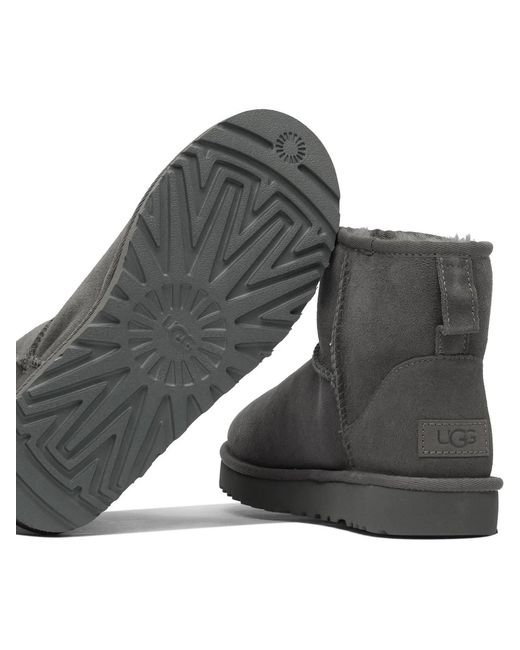 Ugg Gray Classic Mini Ii Suede Boots With Shearling Lining