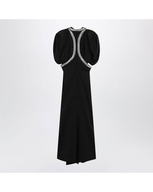 The Attico Black Viscoseblend Dress With Rhinestones