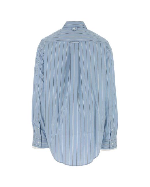 AMI Blue Largefitshirtwithdoublesleevesandremovablecollar