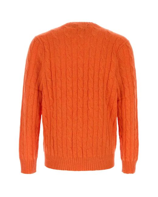 Polo Ralph Lauren Orange Ls Cable Cn-Long Sleeve-Pullover for men