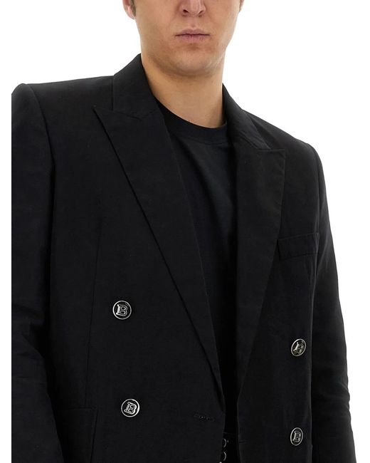 Balmain Black Double-Breasted Jacket for men