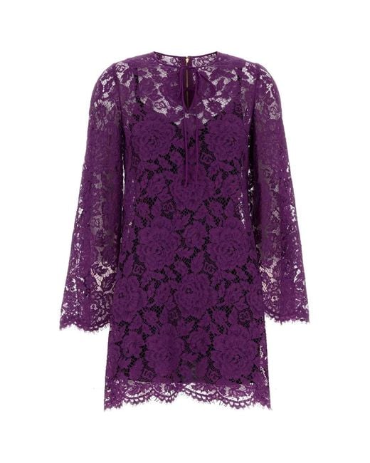 Dolce & Gabbana Purple Dolce & Gabbana Abito Pizzo