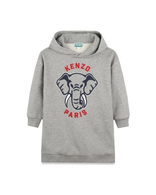 KENZO Gray Hooded Dress