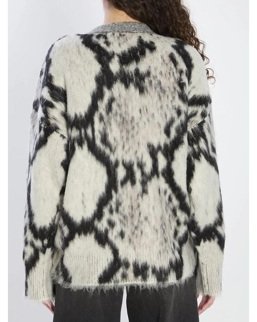 The Attico Gray Python-Print Sweater