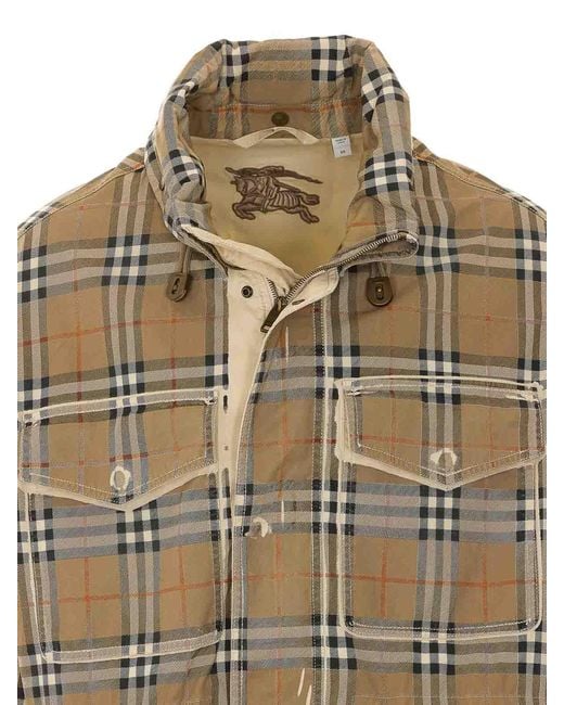 Burberry Natural Tropical Gabardine Parka With Gradient Check for men