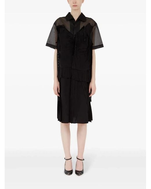 Maison Margiela Black Mesh Shirt Dress