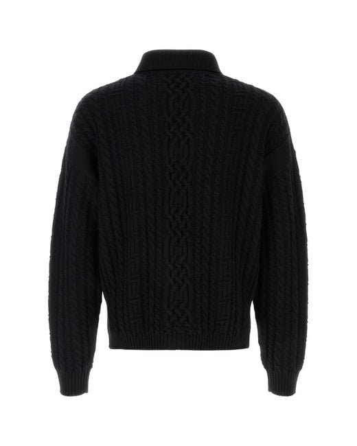 Versace Black Shirt Collar Cardigan for men