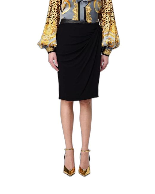 Versace Black Skirt Responsible Stretch Crepe Jersey