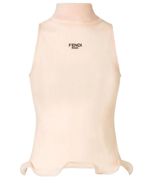 Fendi Natural Tops With Logo