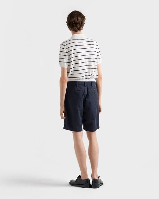 Prada White Striped Short-Sleeve Polo Shirt for men