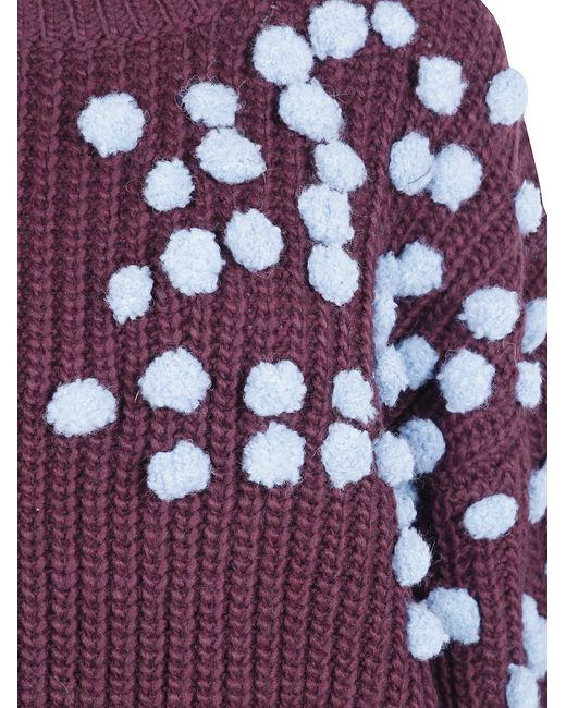 Essentiel Antwerp Purple "Kostar" Embroidered Round Neck Pullover