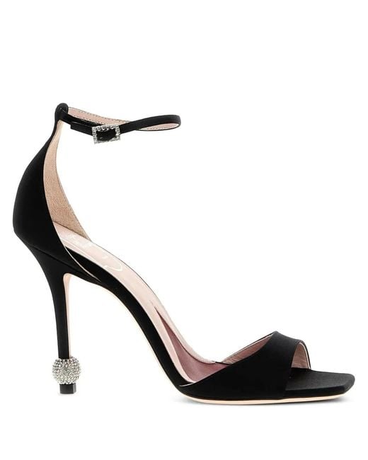 Roger Vivier Black Sandal With Jewelled Heel