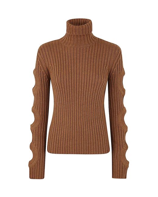 J.W. Anderson Brown Cut Out Sleeve Turtleneck Jumper