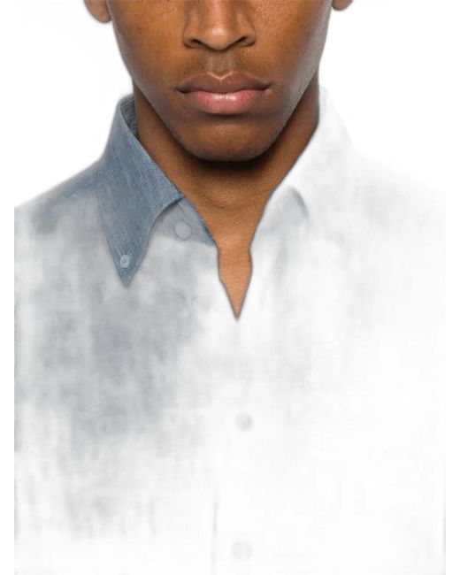 Etro Blue Air Force Linen Roma Logo Shirt for men