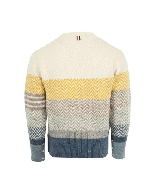 Thom Browne Blue Multicolored Patterned Cardigan for men