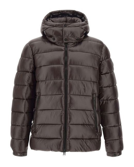Save The Duck Gray Slouch-Hood Quilted Jacket for men