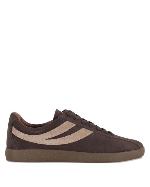 Superga Brown Leather Sneakers for men