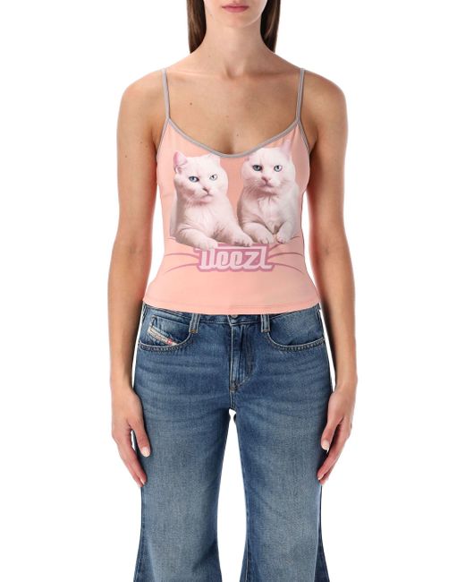 DIESEL Blue T-Top R2 Cats Cotton Jersey Tank Top