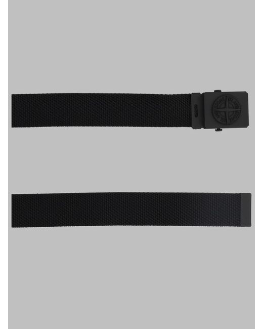 Stone Island Black Kids Web Belt With Logo Buckle