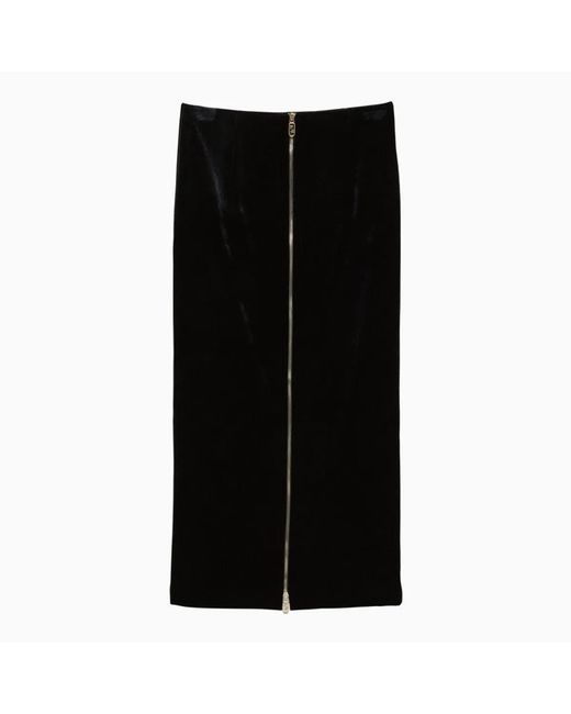 Fendi Black Midnight Velvet Skirt