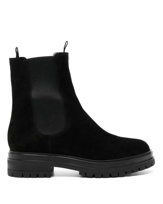 Gianvito Rossi Black Chester Suede Leather Boots
