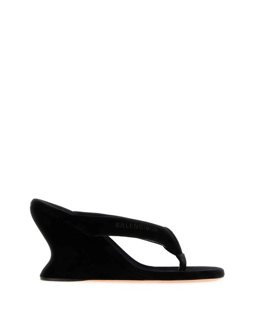 Balenciaga Black Gaeta Wedge Thong Sandals