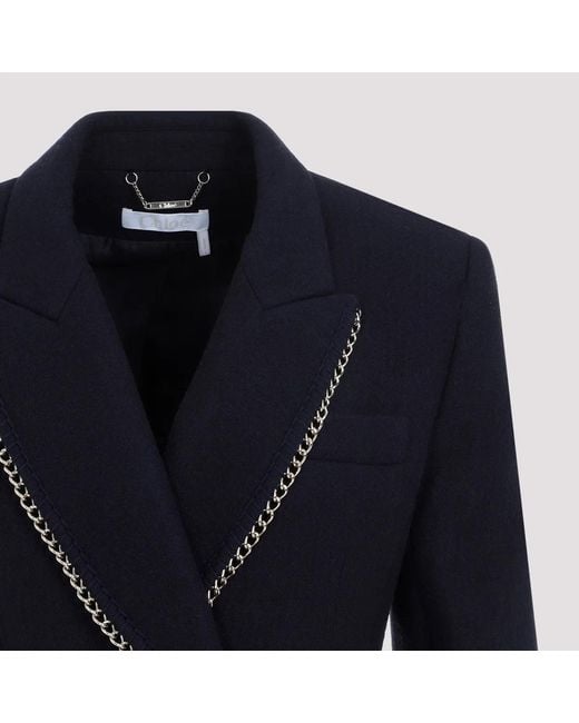 Chloé Blue Double-Breasted Virgin Wool Jacket