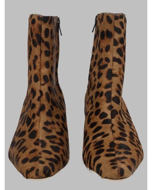 Staud Brown Leopard-Print Calf Hair Ankle Boots