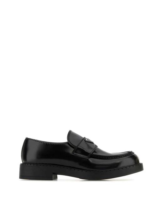 Prada Black Leather Chocolate Loafers for men