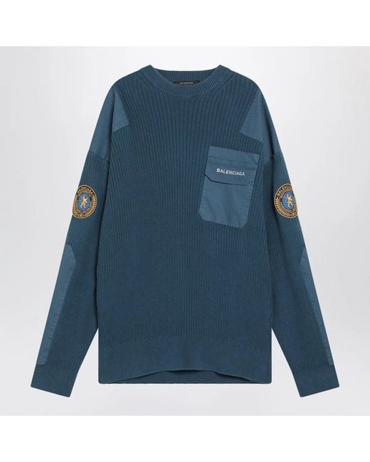 Balenciaga Blue Uniform Merch Cotton Jumper for men