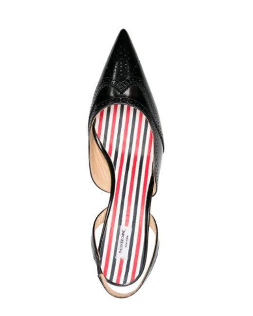 Thom Browne Black Calf Leather Pointed-Toe Pumps