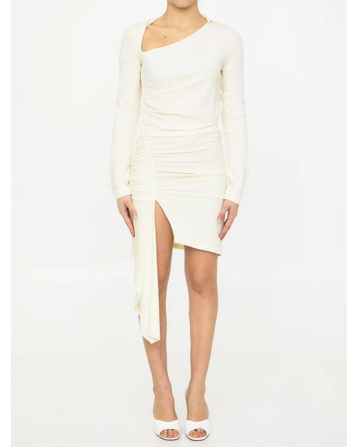 Off-White c/o Virgil Abloh White Off Viscose Crêpe Draped Dress