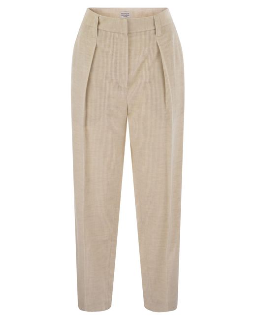 Brunello Cucinelli Natural Striped Canvas Trousers