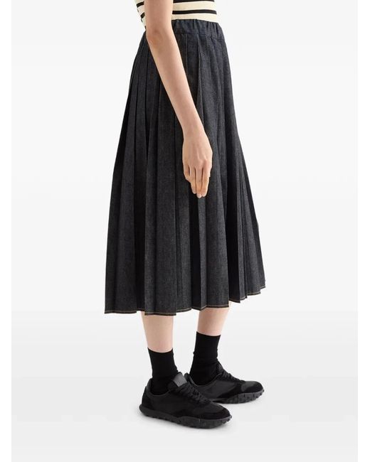 Jil Sander Black Denim Midi Round Skirt