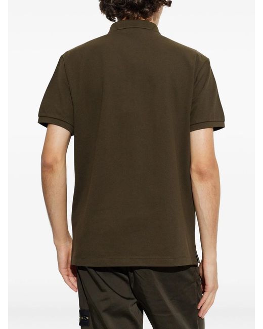 Stone Island Green Logo-Patch Short-Sleeve Polo Shirt for men