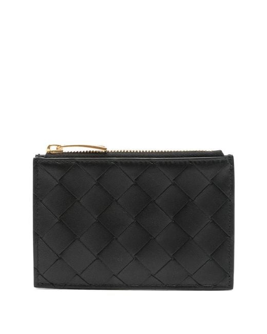 Bottega Veneta Black Intrecciato Zip Cardholder