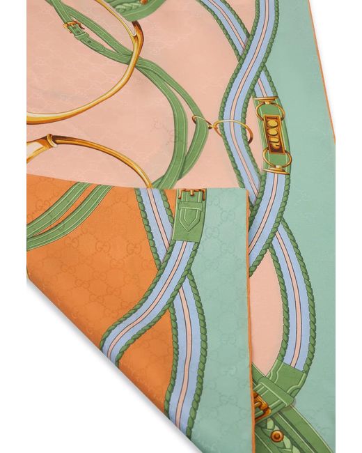 Gucci Yellow Silk Jacquard Printed Scarf