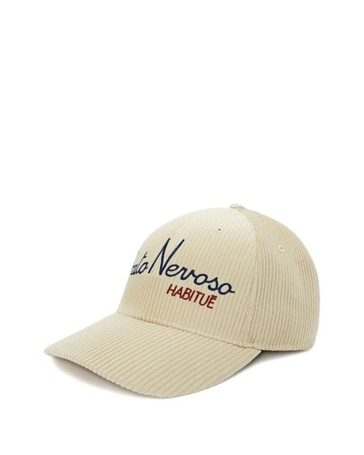 Mc2 Saint Barth Natural Cream Corduroy Embroidered Baseball Hat for men