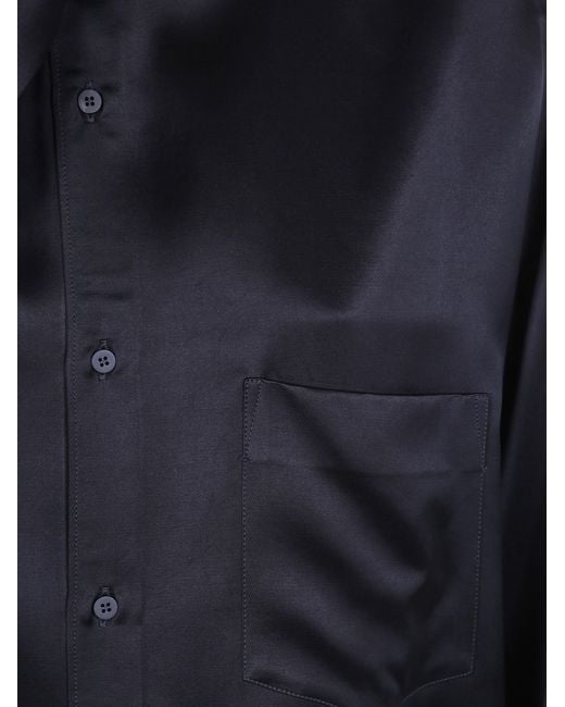 DARKPARK Blue "Meg" Satin Detachable Foulard Shirt