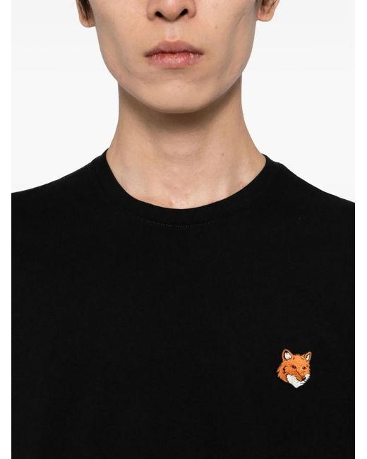 Maison Kitsuné Black Maison Kitsuné Fox Head Cotton T-Shirt for men